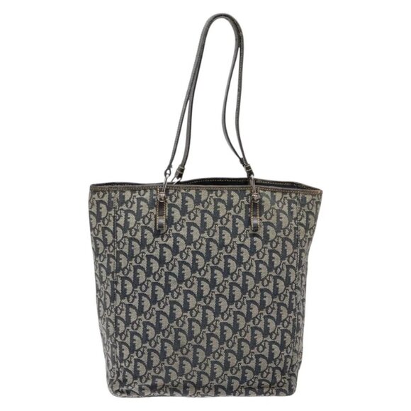 Christian Dior Trotter Canvas Tote Bag Navy Silver Auth 140546 - Picture 3 of 16